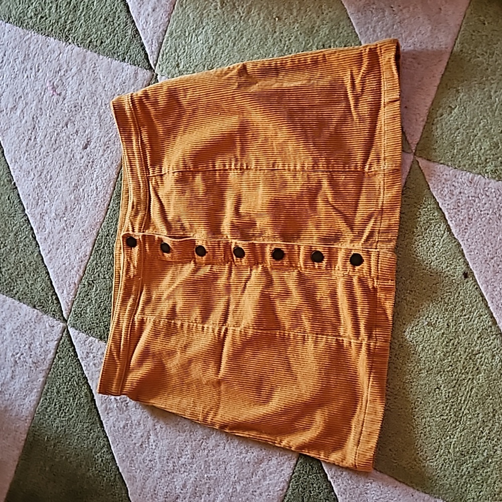 Golden yellow corduroy mini skirt